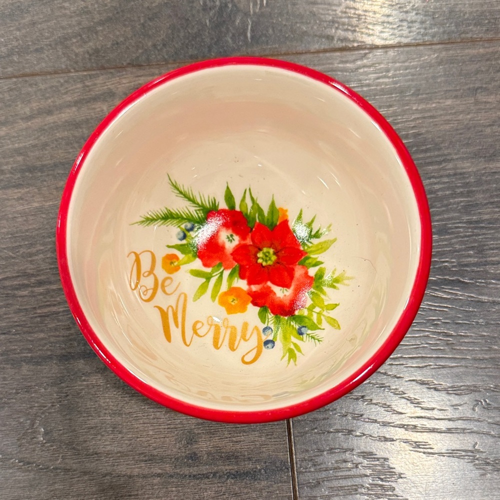 The pioneer woman mini Festive Floral Bowl with Red Rim 1:10